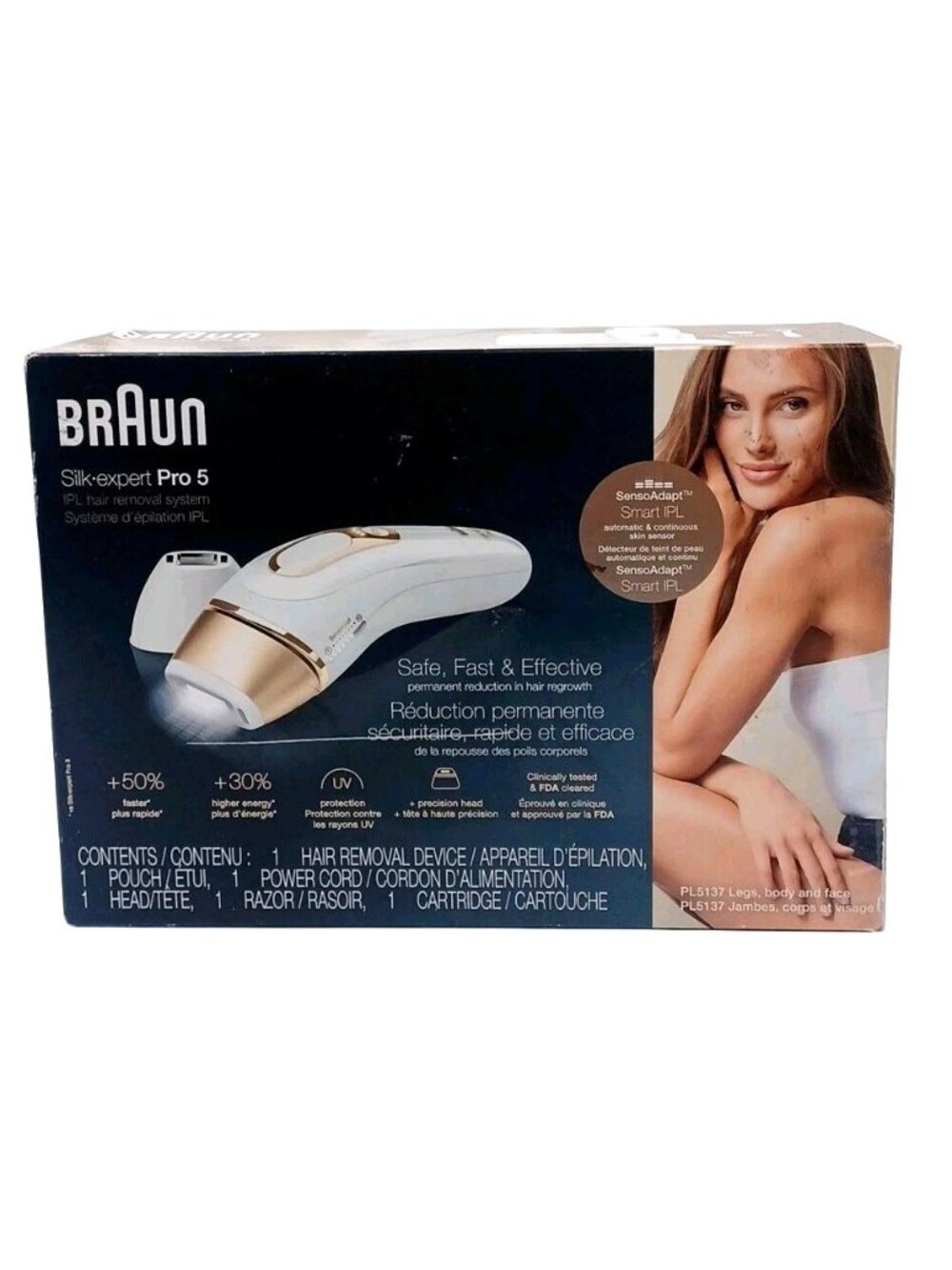 New Braun Silk Expert Pro 5 With 2 Heads and Venus Razor/Carrying Case Open Box